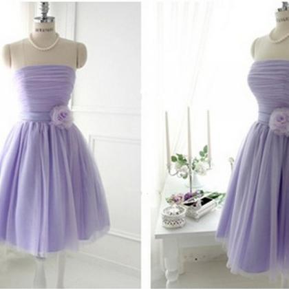 Fascinating Lilac Bowknot Ball Gown Strapless Mini..