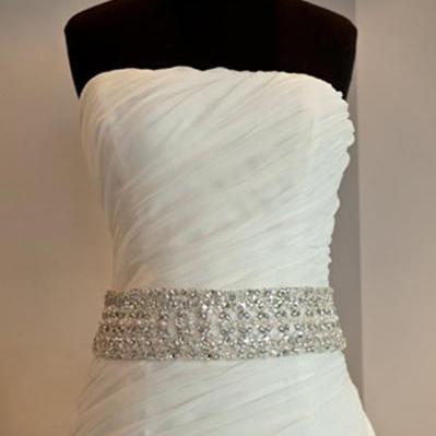 Super Attractive Beaded Sash Ruffle Ball Gown..