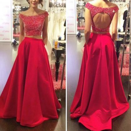 Style Two-piece Beaded Bodice Off-shoulder Open..