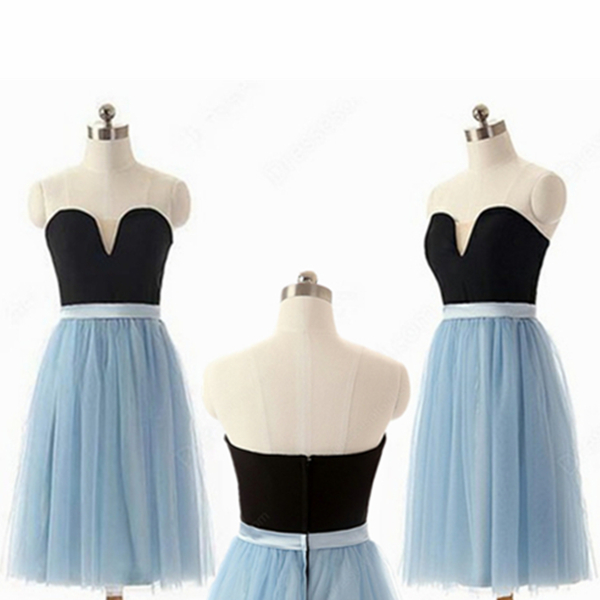 Light Blue Ball Gown Sweetheart Neckline Mini Prom Dress Graduation Dress Wedding Party Dress