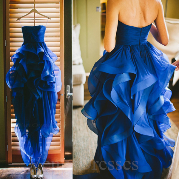 royal blue asymmetrical dress