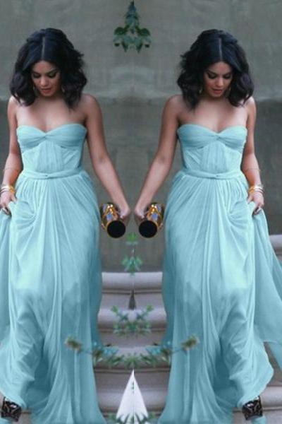 Grey Blue Fascinating Sweetheart Neckline Sweep Train Prom Dress Bridesmaid Dress Formal Party Dress