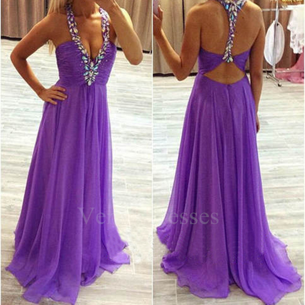 Sexy Backless Rhinestone Party Dress Prom Dress
